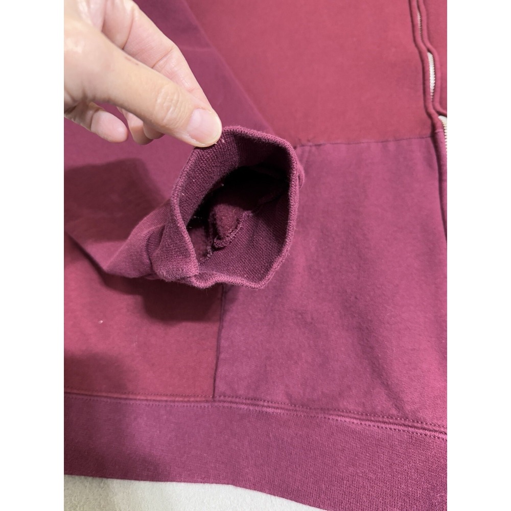 Vintage 90s Starter Mens XL Faded Heavyweight Blank Full Zip Hoodie Maroon WORN‎ - Picture 3 of 16